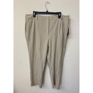 Dkny Women's Pebble/Black Pinstriped Pleated Casual Pants Size 18 NWT